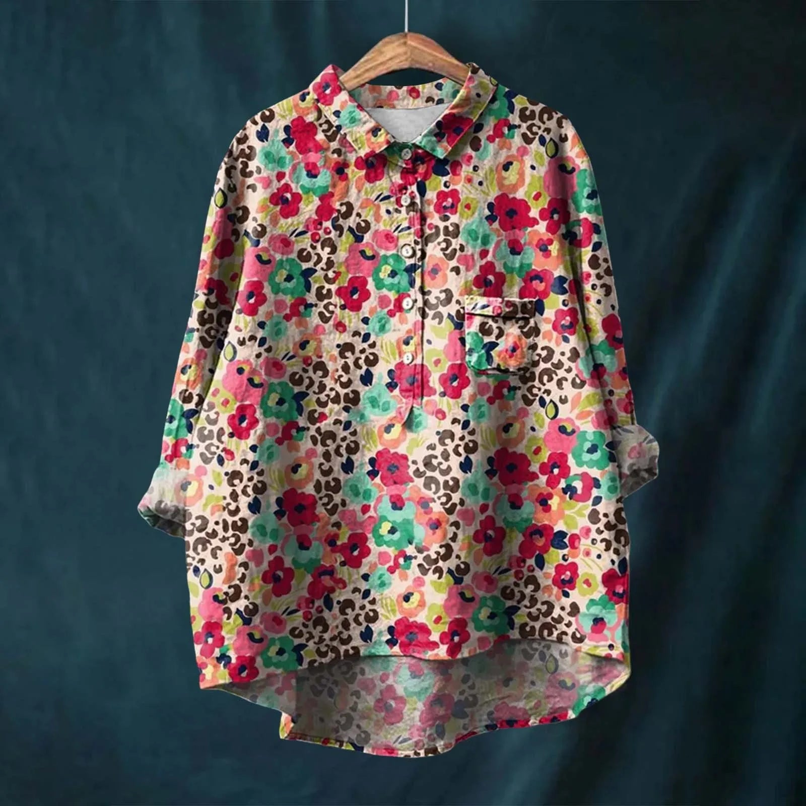 Liesa™ | Koszula w Kwiaty w Stylu Vintage z Guzikami