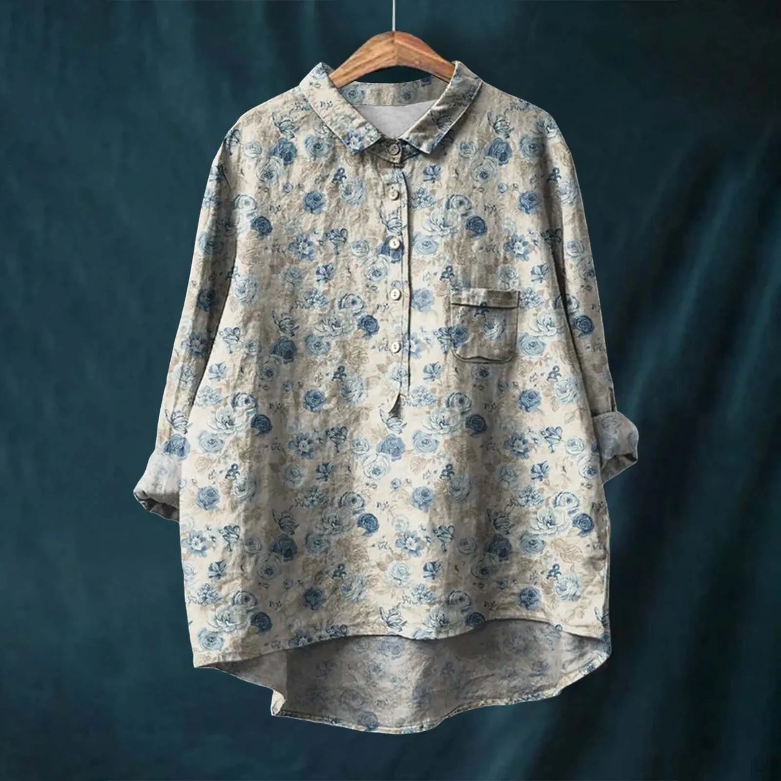 Liesa™ | Koszula w Kwiaty w Stylu Vintage z Guzikami