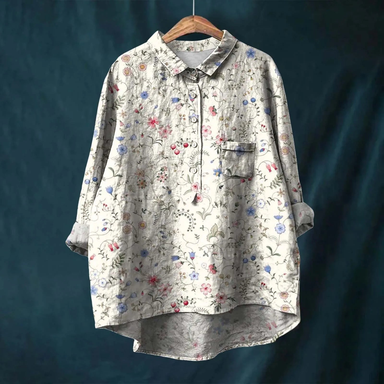 Liesa™ | Koszula w Kwiaty w Stylu Vintage z Guzikami