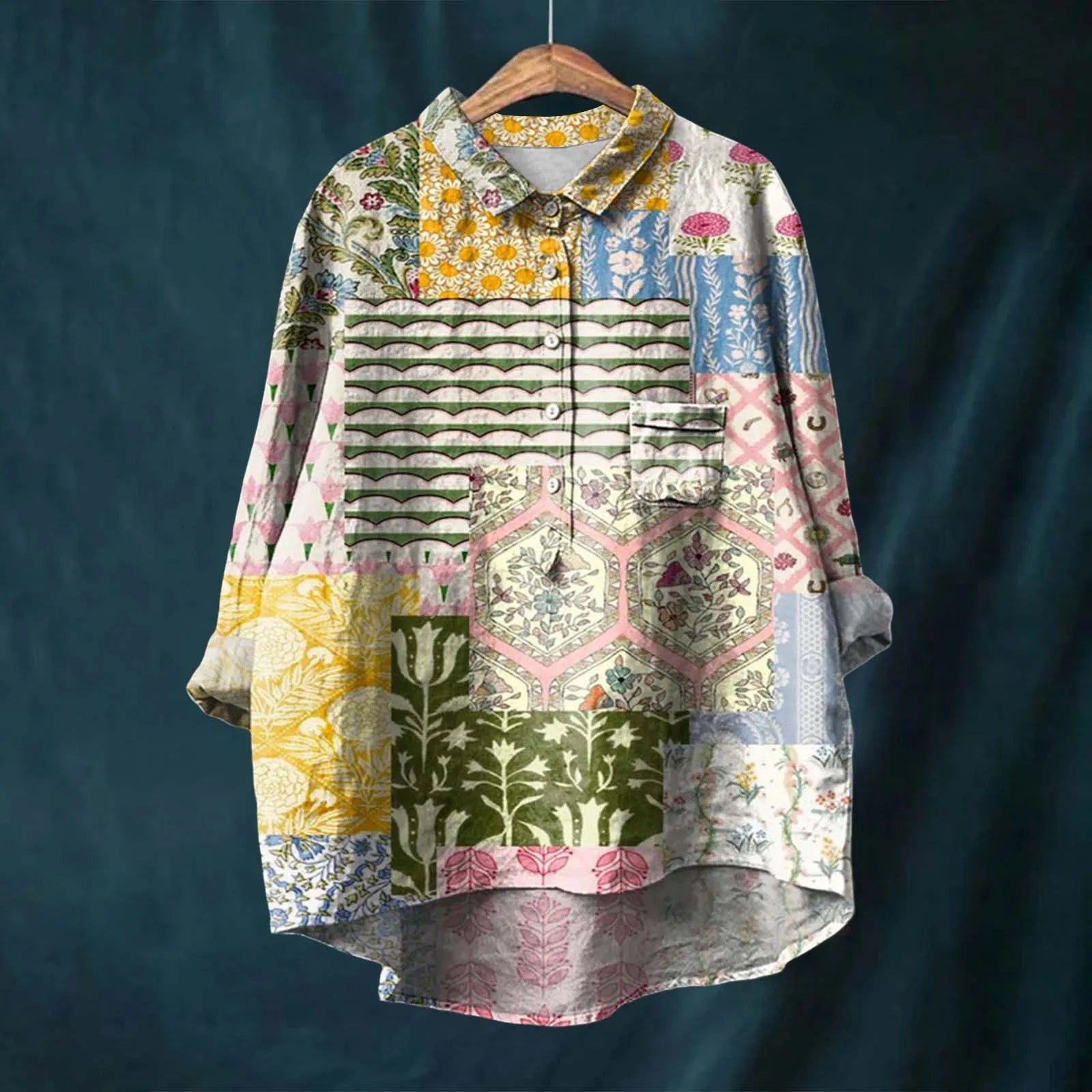 Liesa™ | Koszula w Kwiaty w Stylu Vintage z Guzikami